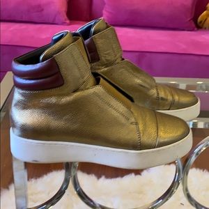 Gold high top sneakers Size 8 1/2